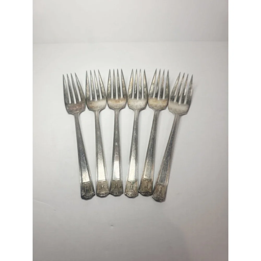 1923 Century Silver plate International Silver Holmes & Edwards 6 Salad Forks
